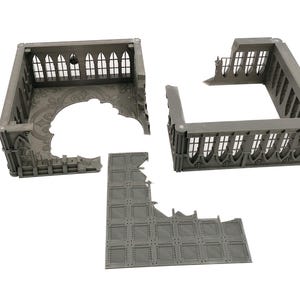 Ruined Gothic Tower 28mm 30mm Wargaming Terrain, Stackable Two Story 3D Printed Building image 3