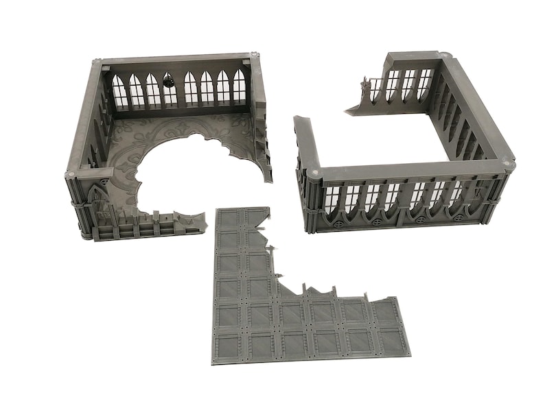 Ruined Gothic Tower 28mm 30mm Wargaming Terrain, Stackable Two Story 3D Printed Building image 3