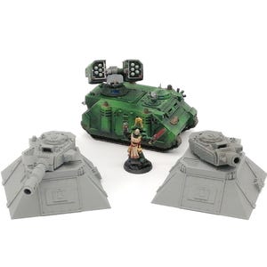 Postazioni fisse per cannoni medi imperiali, scenario fantascientifico da tavolo per wargame, scala 28 mm e 30 mm, stampato in 3D.