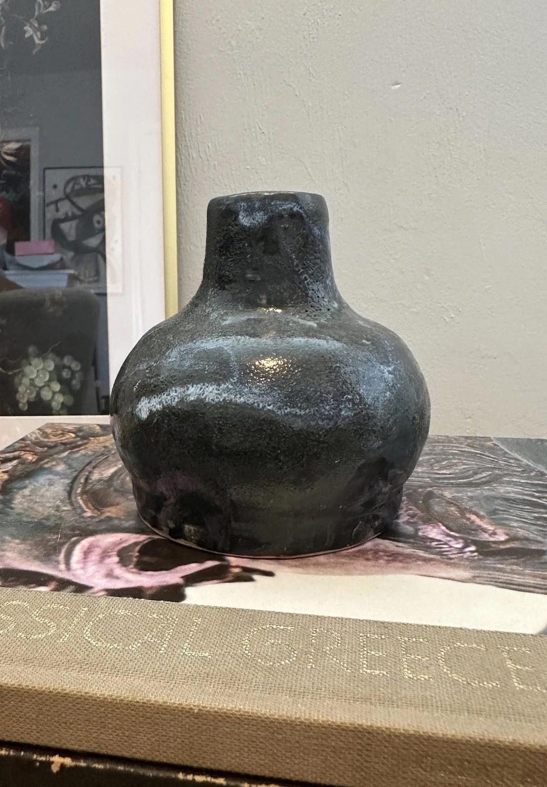 Vintage Studio Pottery Vase Drip Glaze Finish Modern Handmade American ...