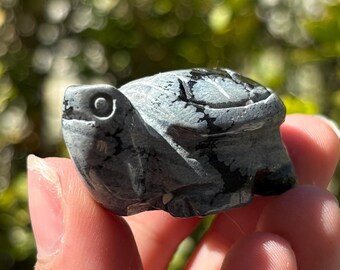 Snowflake Obsidian Turtle Carving Polished Crystal Animal Decor