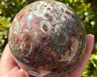 Sakura Jasper Sphere 3.33 Inch Russian Green Flower Polished Crystal Ball