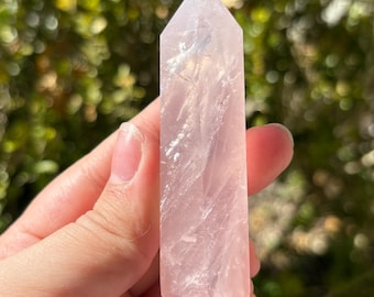Rose Quartz Tower Crystal Point Polished Pink Stone Decor