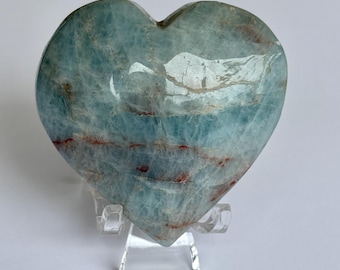 Caribbean Calcite Heart | Polished Sky Blue Crystal