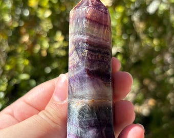 Rainbow Fluorite Tower Crystal Point Polished Multicolor Stone Decor