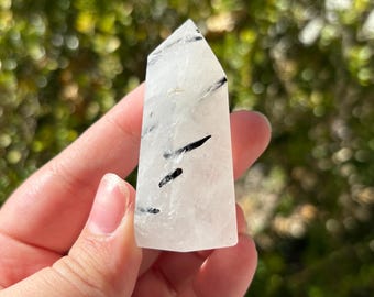 Black Tourmaline in Quartz Tower Crystal Point Decor