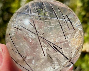 Black Tourmaline in Quartz Sphere Polished Crystal Decor