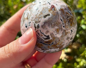 Polished Ocean Jasper Sphere: Orbicular Crystal Ball for Collectors, Natural Stone Decor