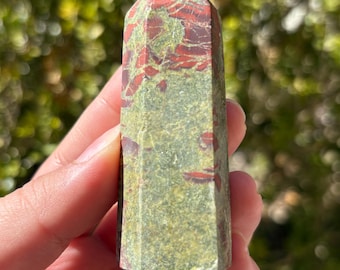 Dragonstone Tower Crystal Point Polished Green Red Stone Decor