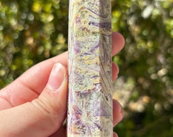 Root Fluorite Tower Crystal Point Polished Earth Tone Stone Decor