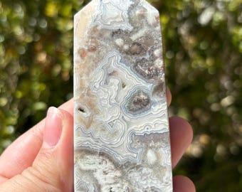 Crazy Lace Agate Tower Crystal Point Polished Banded Stone Decor