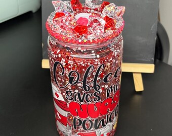 16 Oz Nurse Plastic Snow Globe Tumbler with Lid and Straw