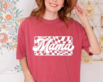 Checkered Retro Mama Comfort Colors T-Shirt - Cute, Comfortable, Trendy T-Shirt for All Boy, Girl and Animal Mamas