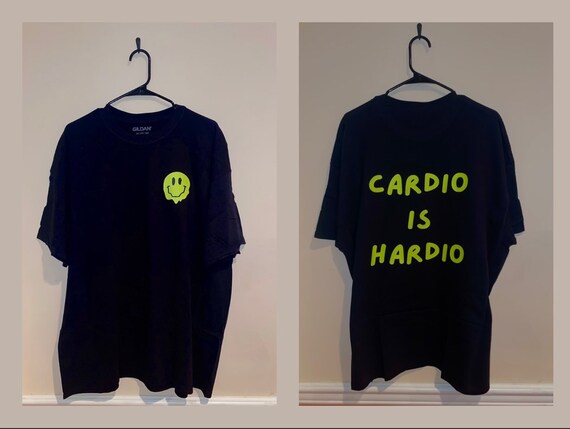 Cardio Is Hardio | Pump Cover | Workout Apparel | Oversized T-Shirt (size up for oversized feel) | Neon Yellow & Black Color |