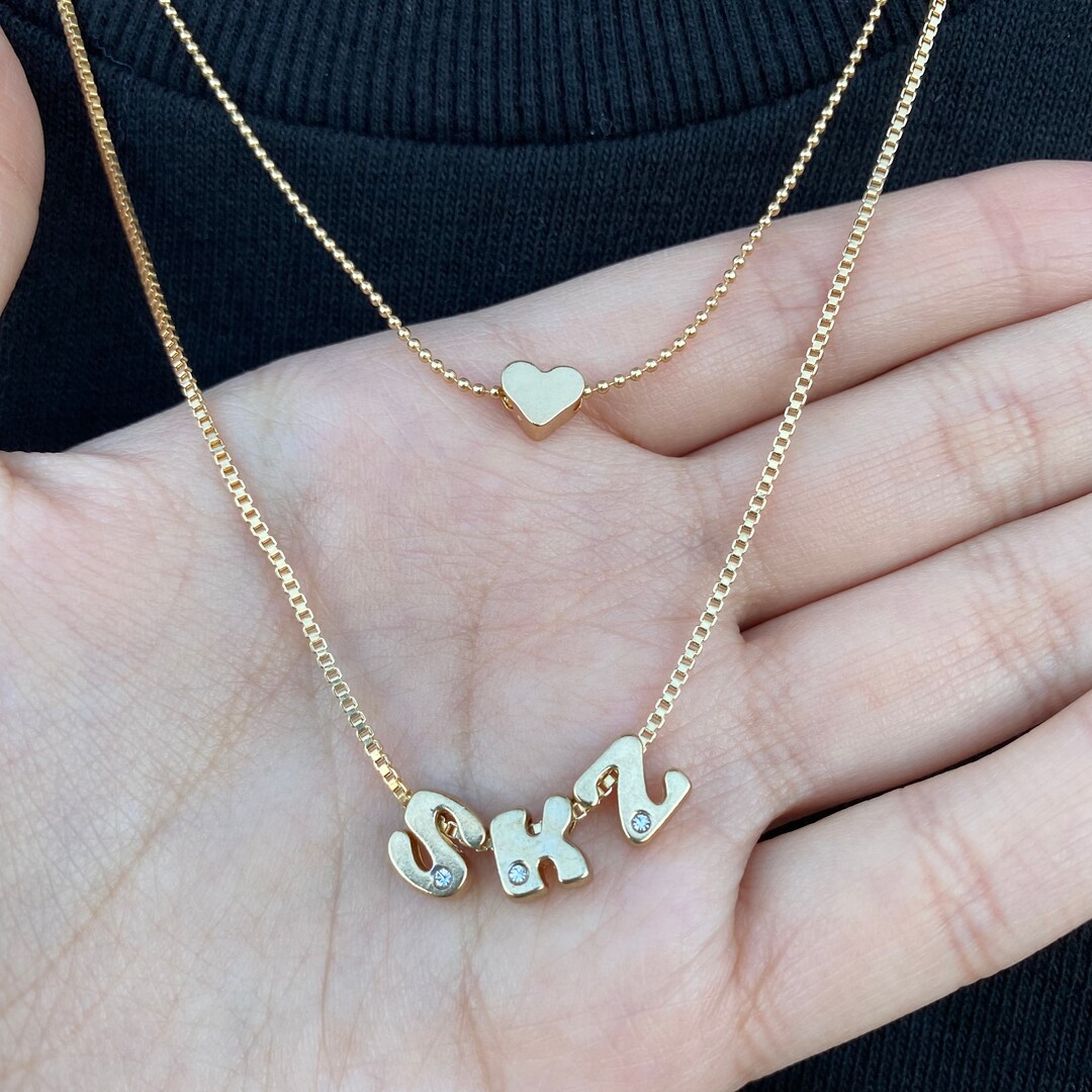★Straykids★Highteen Double Heart Pink Beads Chain Necklace ☆Straykids☆Highteen Double Heart Pink Beads Chain Necklace