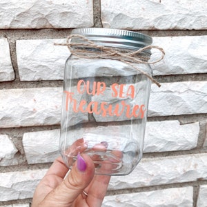 Plastic Seashell Jar- 2024 Family Vacation Keepsake- Beach Trip Memories- Kids Travel Keepsake- Sand Jar Display- Seashell Display