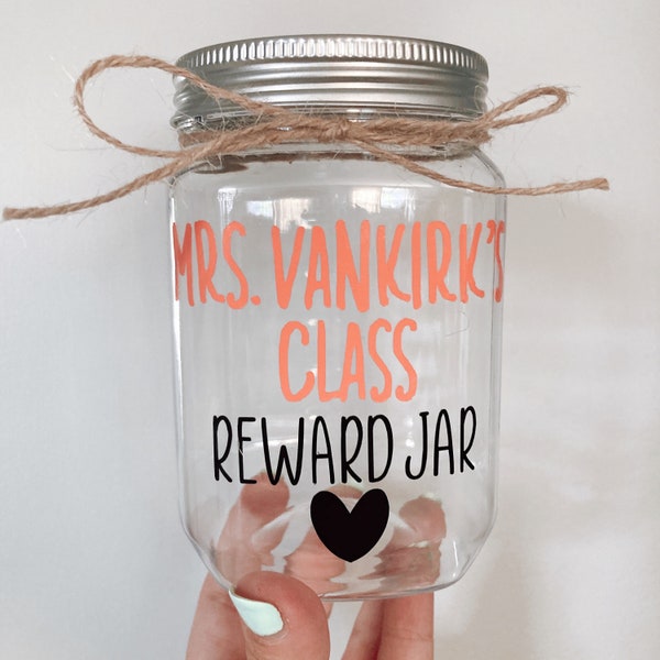 Kids Plastic Reward Jar- Custom Mason Jar- Plastic Savings Container- Teacher Classroom Reward- Class Essentials- School Rewards