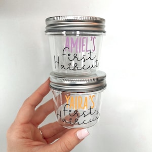 Plastic Baby’s First Haircut Jar- Custom Mason Jar- My First Haircut- Kids Cuts