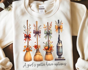 A Girl Gotta Have Options PNG, Retro Halloween Png, Trendy Halloween Png, Witchy Fall Brooms png, Cute Witches png for Sublimation DIY Shirt