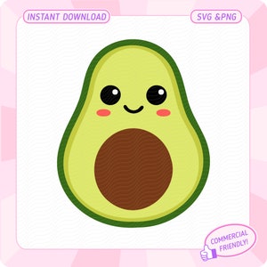 Abacate fofo SVG, Abacate kawaii SVG, Abacate fofo PNG, Abacate SVG, Guacamole SVG, Camiseta de abacate SVG, Garota de abacate SVG, Amante de abacate SVG