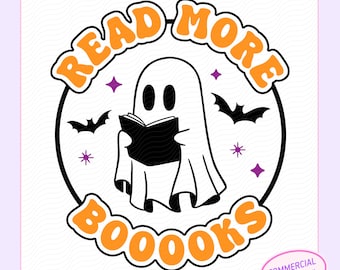 Read More Books SVG, Read More Books Ghost svg, Ghost Reading svg, Halloween Bookish svg, Read More Boooooks, Trendy Cute Halloween svg