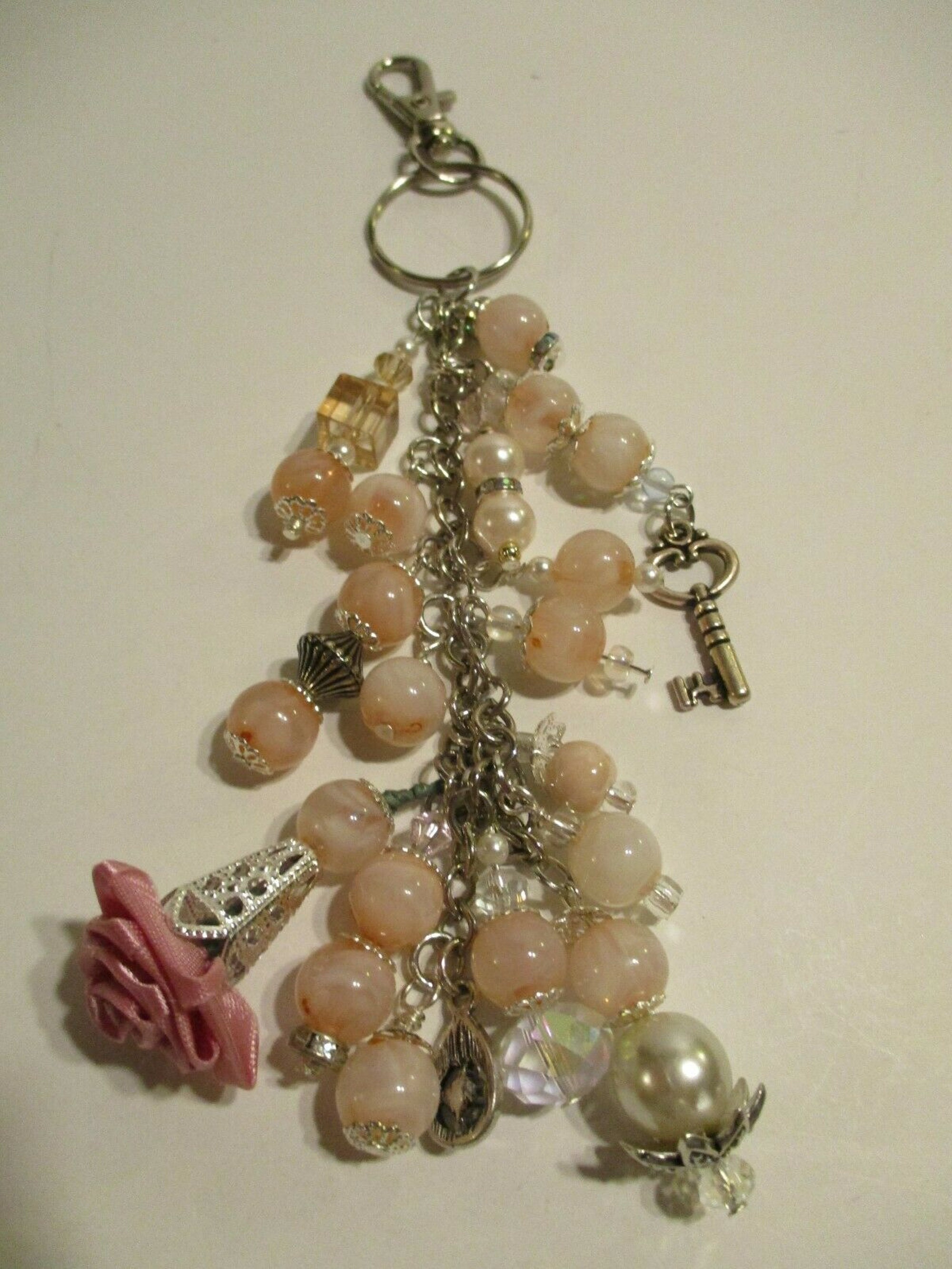 Handmade Key Purse Charm Beaded Dangle D