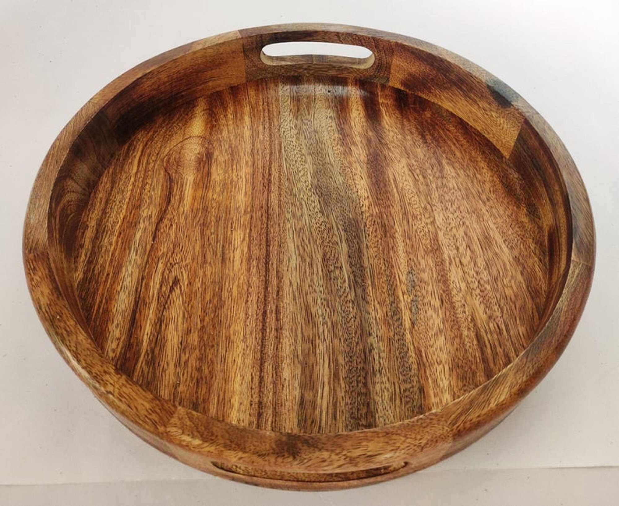 ROUND WOODEN TRAY Mango Wood Multipurpose Round Serving Etsy