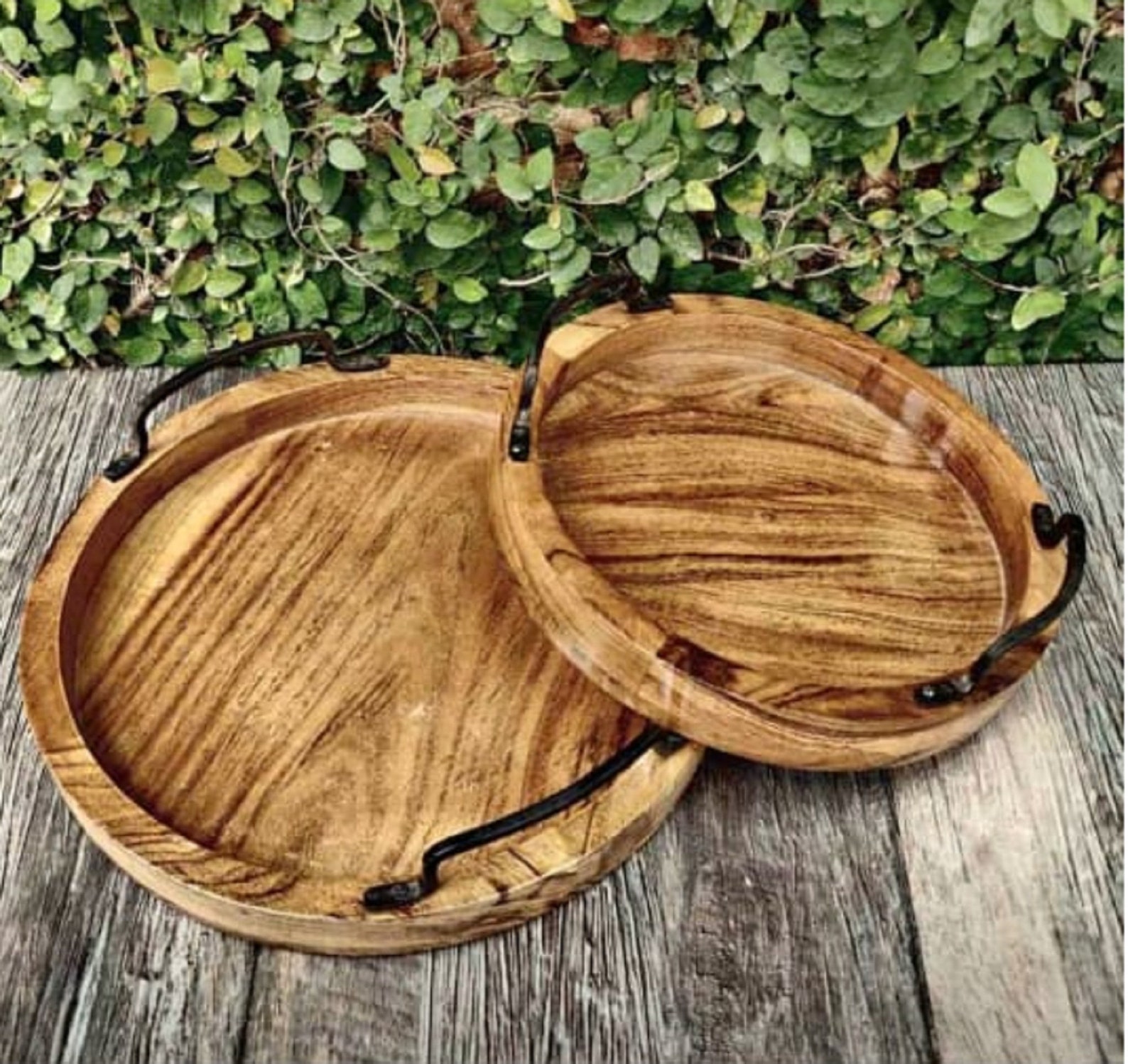 ROUND WOODEN Trayunique Multipurpose Round Serving Tray With Etsy