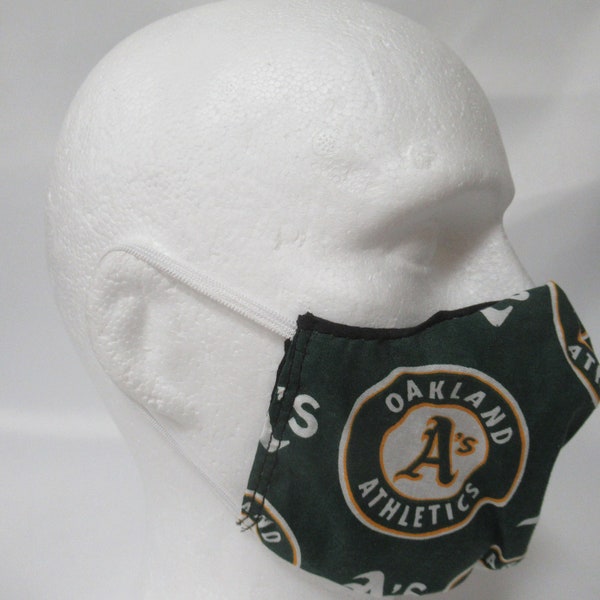Washable FACE MASK 100% Cotton Oakland Athletics Handmade Made in the USA