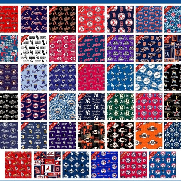 MLB Cotton Fabric Pick your team 100% COTTON Choose your Cut