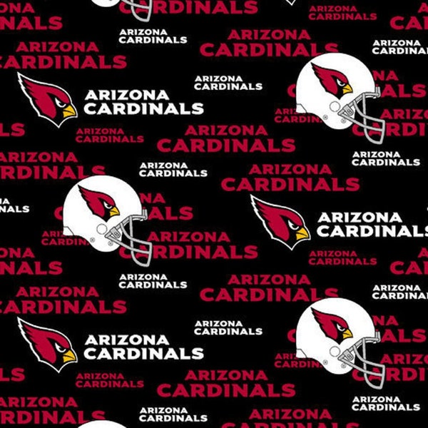 ARIZONA CARDINALS 100% Cotton Fabric Black and Cardinal Red by Fabric Traditions (Choose Your Cut)