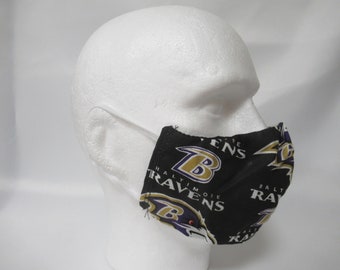 Washable FACE MASK 100% Cotton Baltimore Ravens Handmade Made in the USA