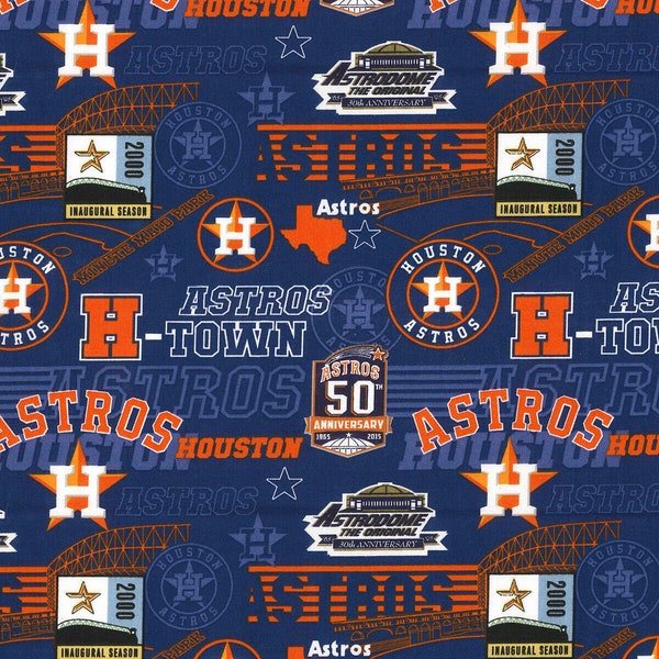 Houston Astros Blue Baseball 100% Cotton MLB Fabric (Choose Your Cut)