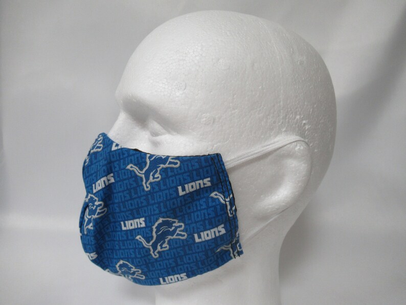 Washable FACE MASK 100% Cotton Detroit Lions Handmade Made in the USA image 2