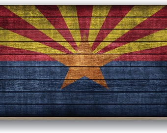 Premium Wood Wall Art Décor - Arizona State Flag - 24x48 or 12x24, Ready to Hang Home Décor Picture for Living Room
