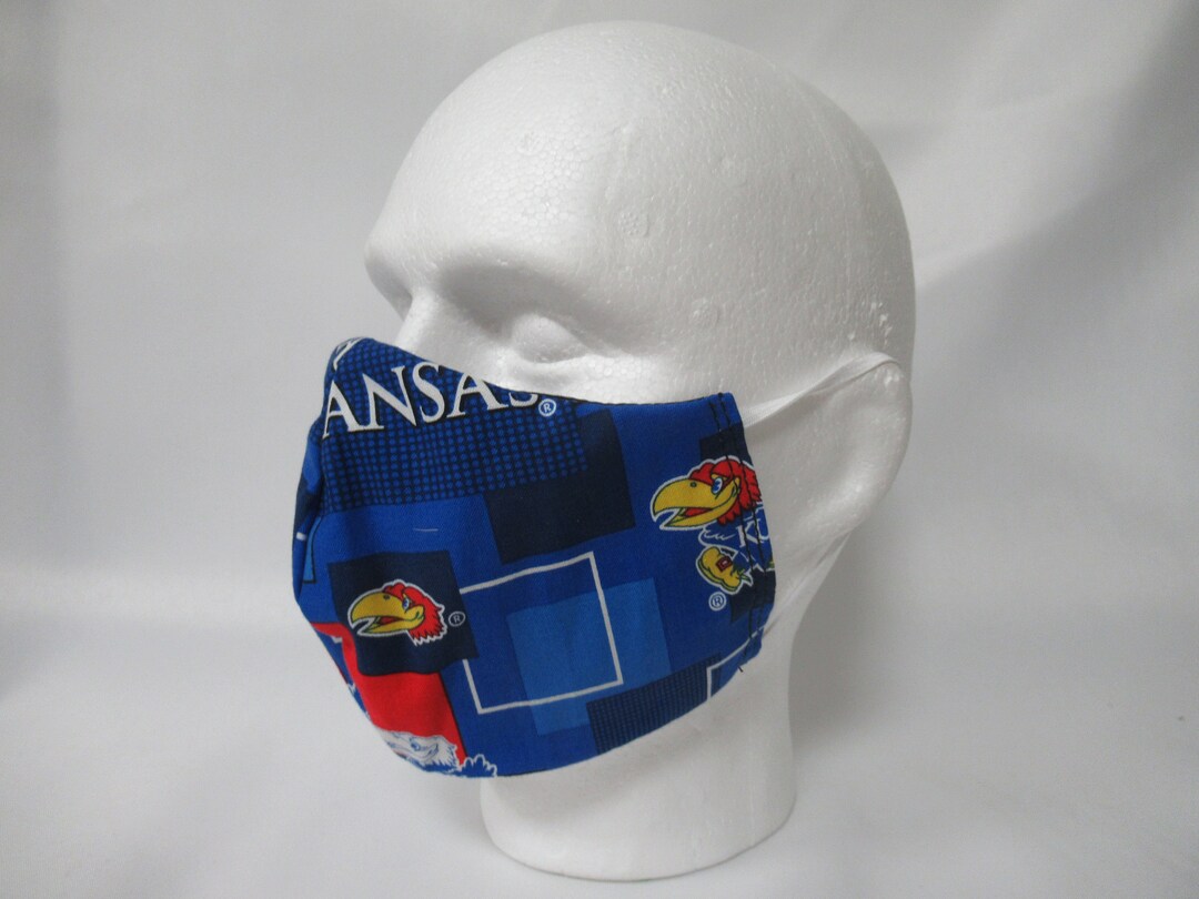 Washable FACE MASK 100% Cotton Kansas Jayhawks Handmade Made in the USA ...