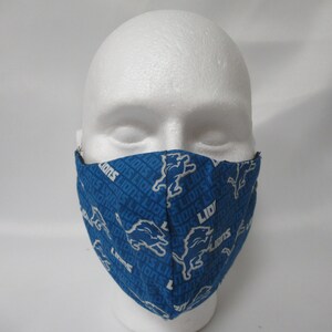 Washable FACE MASK 100% Cotton Detroit Lions Handmade Made in the USA image 3