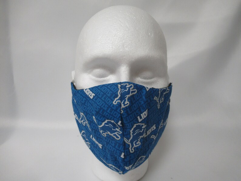 Washable FACE MASK 100% Cotton Detroit Lions Handmade Made in the USA image 3