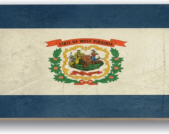 Premium Wood Wall Art Décor -  West Virginia State Flag - 24x48 or 12x24, Ready to Hang Home Décor Picture for Living Room
