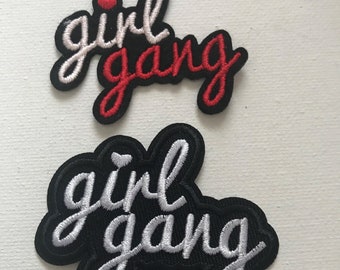 Woven IRON-ON PATCH Sew Embroidery Applique Fashion Badge GIRL GANG #c