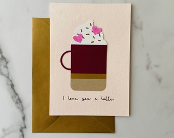 Latte Love - Handmade 3D Love / Valentine's Day / Thinking of You / Friendship / Anniversary / Coffee Lover Card