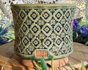 乌卅WASA0055 Professional Succulent Pot 1.8"/All Hand-drawn Embryo, Hand-carved/Medium Temperature Rough Pottery