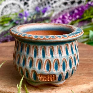 乌卅WASA0040 Professional Succulent Pot 1.8"/All Hand-drawn Embryo, Hand-carved/Medium Temperature Rough Pottery