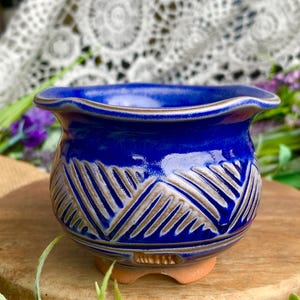 乌卅WASA0039 Professional Succulent Pot 2.4"/All Hand-drawn Embryo, Hand-carved/Medium Temperature Rough Pottery