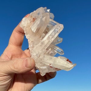 World Class! Museum Quality Quartz Crystal Cluster with Red Beautiful Hematite Gorgeous Large Cluster Perfect Undamaged Mineral Specimen