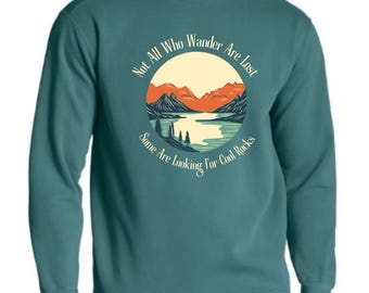 Rockhound Sweatshirt: Mountain Sunset Graphic, Crystal Lover Apparel