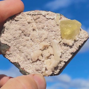 Winter Sale!* Lemon Calcite Rhombic on Apophyllite Gorgeous Lustrous Multi Mineral Crystal Specimen Rare Translucent Calcite Rainbow