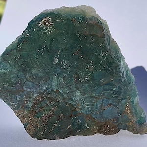 New Find !! “Crocodile” Fluorite Crystal Gem Green Transparent  Green Blue Crystal. Rare Cube Multi Blue and Green Vibrant Fluorite 142 Gram