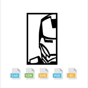 ijzer man half gezicht laser gesneden bestand, cnc route bestand, downloadbare print, dxf bestand, svg, bestand