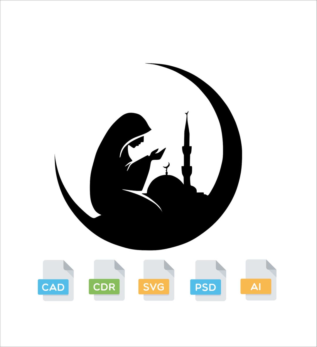 Praying Woman,islamic,laser Cut,cnc Route File,wall Art,dxf File,svg,file,vectorel File,cutting